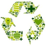 Recycling symbol made with green concept icons