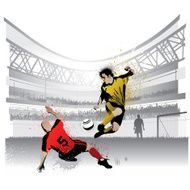 Two Competing Soccer Players in Stadium