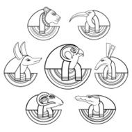 Vector Set of Black Isolated Contour Silhouettes