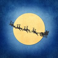 Santa Claus On Sledge With Deer And Moon recycled papercraft