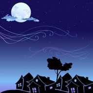 background with cartoon skyline silhouettes