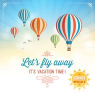 Summer Background with Hot Air Balloons