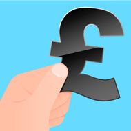 Hand with british pound symbol
