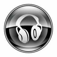 headphones icon black isolated on white background