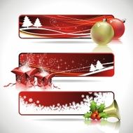 Three horizontal banner design on a Christmas theme