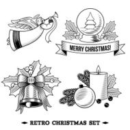 Christmas icons black and white set N2