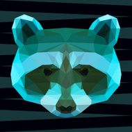 Abstract polygonal geometric triangle bright colored raccoon portrait