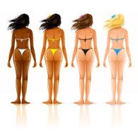 group of different beautiful girls in bikini