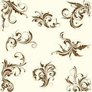 Set of swirl floral ornament
