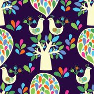 cute background with birds and trees N2