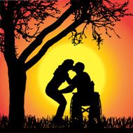 Vector silhouettes of people in a wheelchair N66