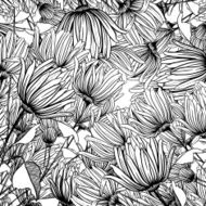 monochrome graphic flowers N3