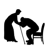 Vector silhouette of old people N238
