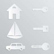 House Yacht Car Key Paper-cut
