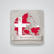 Icon of Denmark map with flag Vector illustration N2