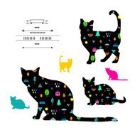Cat silhouettes on the white background N4