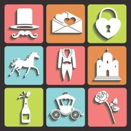 Design wedding Flat icons for Web and Mobile Vector