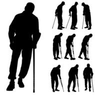 Vector silhouette of old people N240