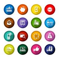 Shopping flat colored buttons set 02