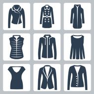 Vector women&#039;s clothes icons set