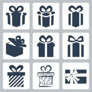 Vector isolated gift present icons set