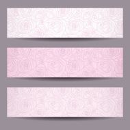 Three banners with contours of roses Vector eps-10