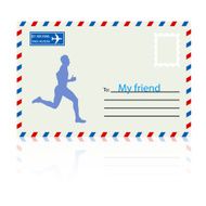 athlete runs on the mail envelope