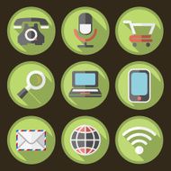 Flat Icons on Circular Green Buttons N2
