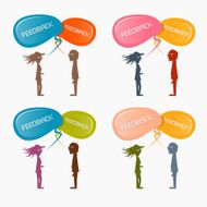 Feedback Vector Icons with Man and Woman Set