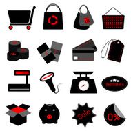 icon set selling shopping at market vector illustration black N2