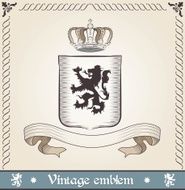 Vintage emblem with lion - vector