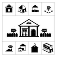Set of house icons Real estate and building collection N2