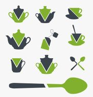 Set of tea objects Vector N2