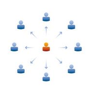 group of people icons with leader in the center