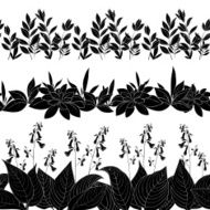 Flowers and grass silhouette set seamless N5