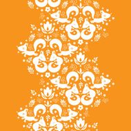 Cute geometrical foxes vertical border seamless pattern background