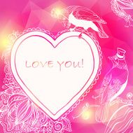 Love Heart Card with Birds and Flowers N3