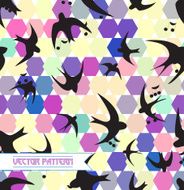 Seamless texture with swallow musical notes and hexagon