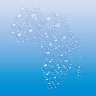abstract map of Africa made bubbles on blue background