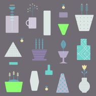 Abstract seamless pattern with flower pots in vector N5