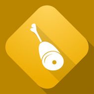 Vector icon of Chicken Leg with a long shadow N2