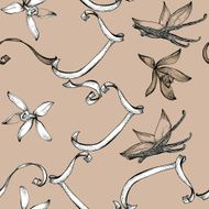 Flower vanilla sketch seamless pattern