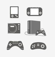 Modern portable game console silhouettes