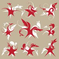 stylized star-bird set of emblem