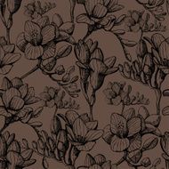 brown sketch flower seamless