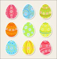 Collection of easter stickers Ornate eggs N2