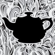 Kettle on a floral pattern background