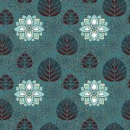 Abstract floral seamless pattern with lotus flowers and leaves N3