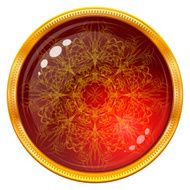 Golden button with patterned red gem N2