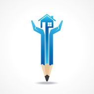 Save home concept with pencil hands N2